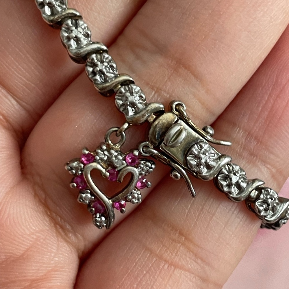 sterling silver ruby and diamond bracelet🩷